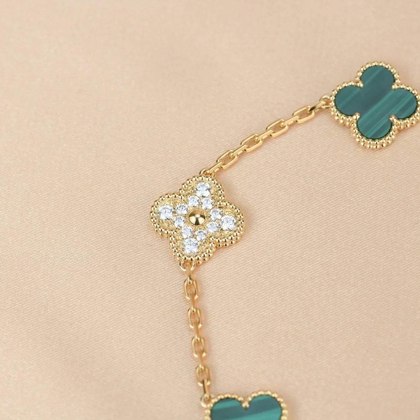 [Eterna Jewels] CLOVER 5 MOTIF MALACHITE BRACELET COLLECTION