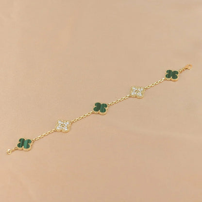 [Eterna Jewels] CLOVER 5 MOTIF MALACHITE BRACELET COLLECTION