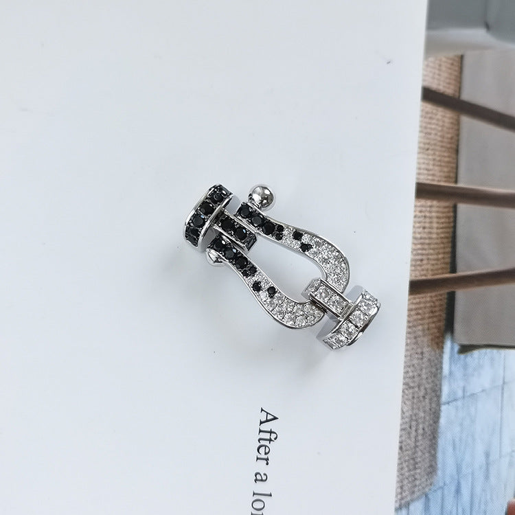 [Eterna Jewels]FORCE LARGE HORSESHOE BLACK WHITE DIAMOND BRACELET ROSE GOLD