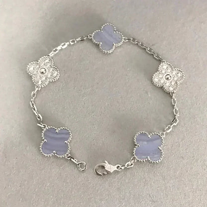 [Eterna Jewels] CLOVER 5 MOTIF PURPLE CHALCEDONY BRACELET COLLECTION