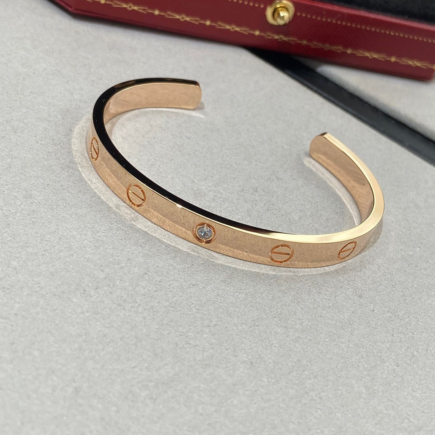 [Eterna Jewels]LOVE BRACELET 6.1MM 1 DIAMOND OPEN CUFF