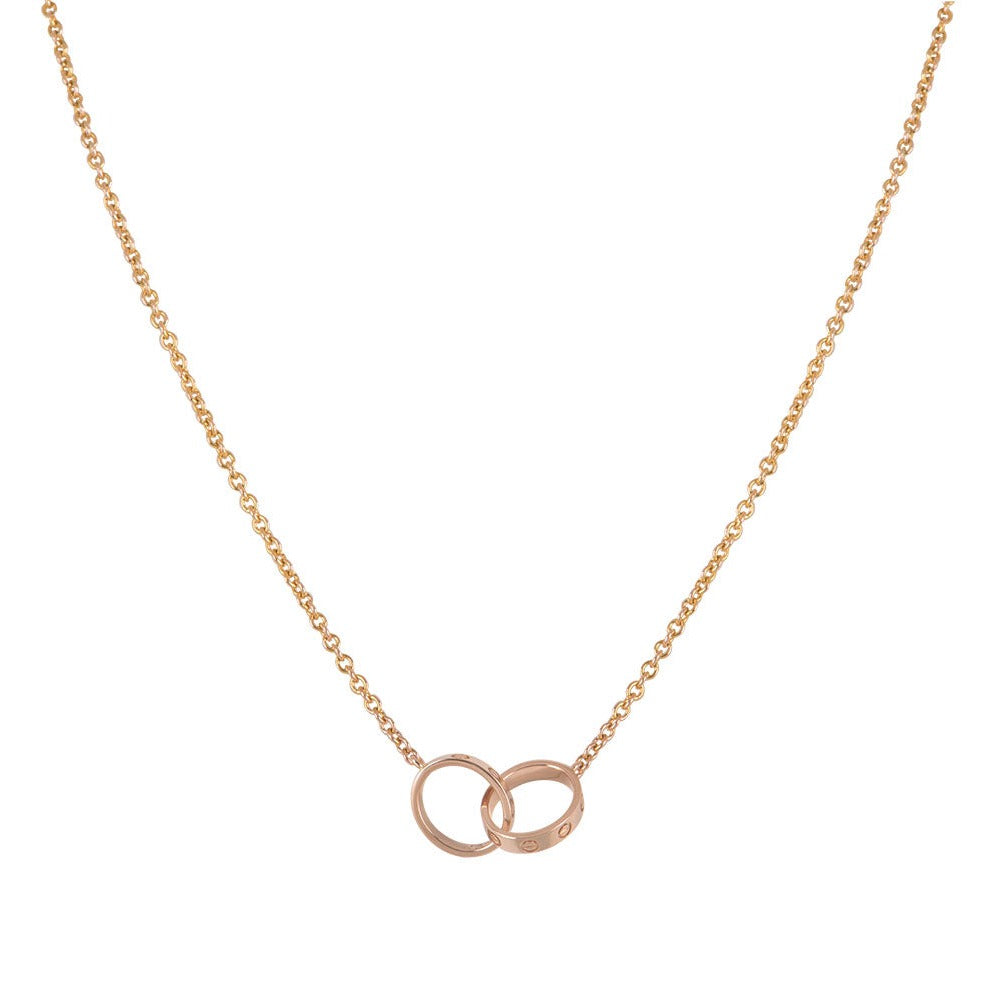 [Eterna Jewels]LOVE NECKLACE DOUBLE RING PINK GOLD