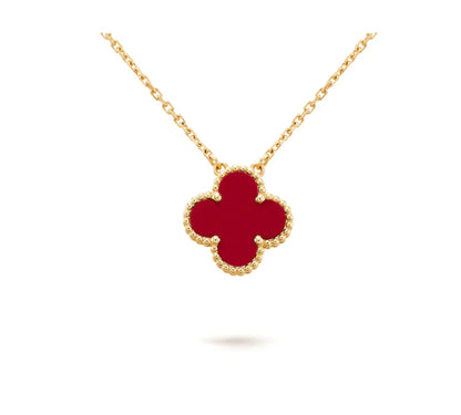 [Eterna Jewels]CLOVER 15MM CARNELIAN SINGLE FLOWER NECKLACE
