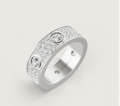 [Eterna Jewels]LOVE RING 6.5MM Full Diamond, 6 Major Diamonds Silver