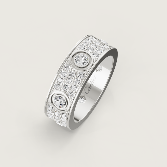 [Eterna Jewels]LOVE RING 6.5MM Full Diamond, 6 Major Diamonds Silver