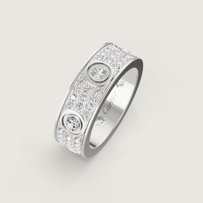 [Eterna Jewels]LOVE RING 6.5MM Full Diamond, 6 Major Diamonds Silver