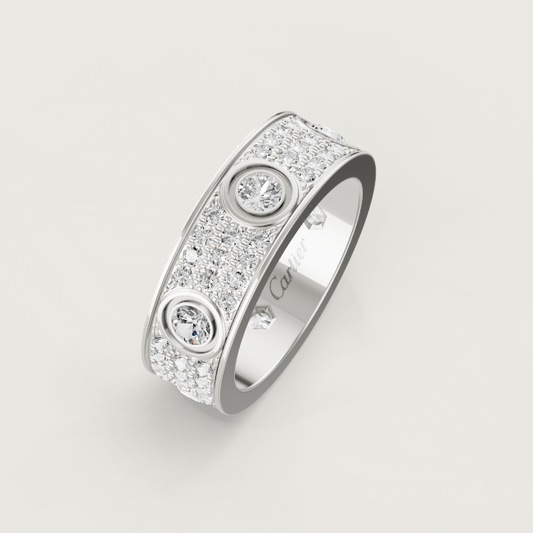 [Eterna Jewels]LOVE RING 6.5MM Full Diamond, 6 Major Diamonds Silver