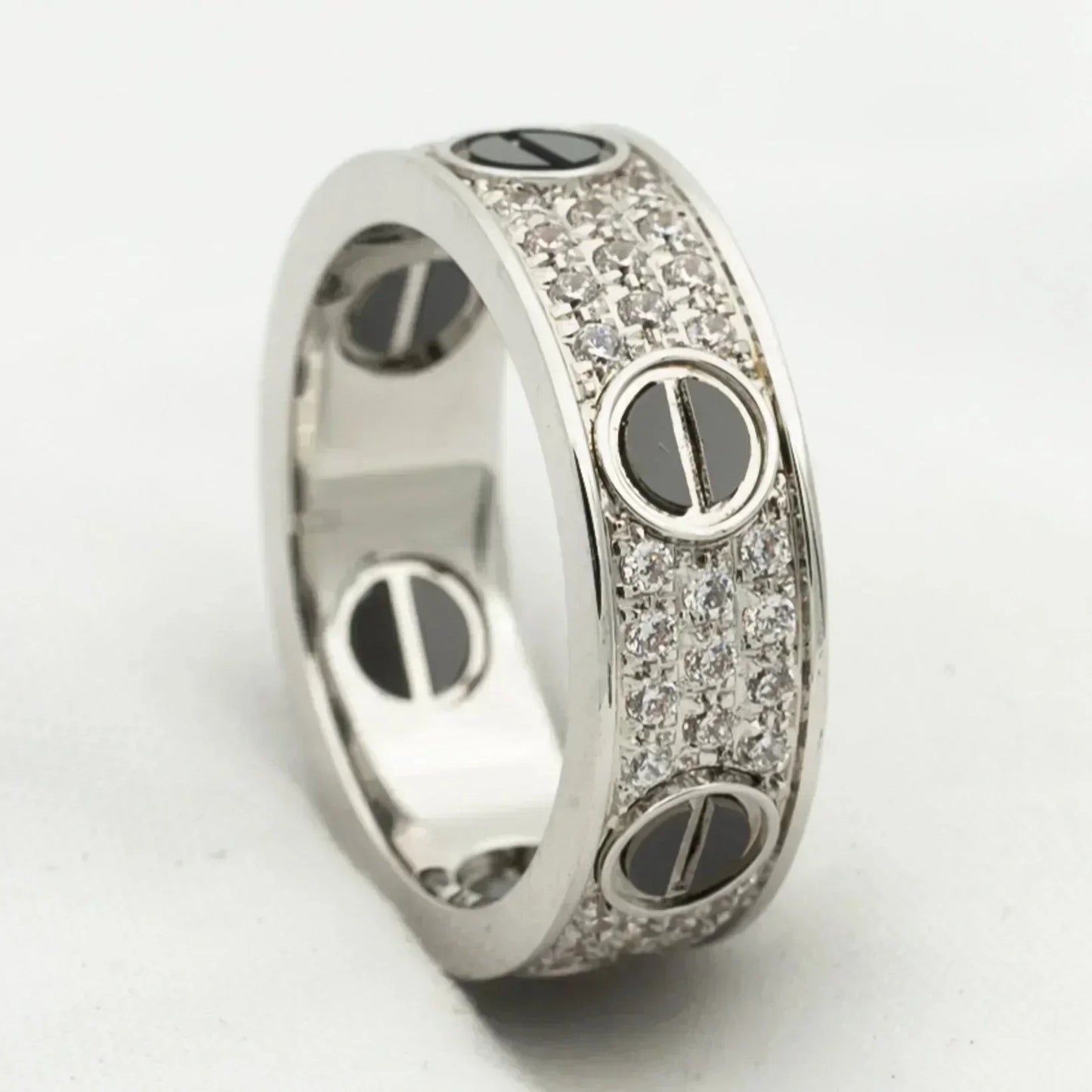 [Eterna Jewels]LOVE RING 5.5MM DIAMONDS PAVED CERAMIC