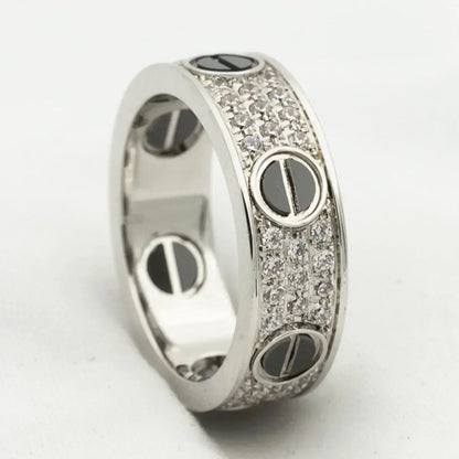 [Eterna Jewels]LOVE RING 5.5MM DIAMONDS PAVED CERAMIC