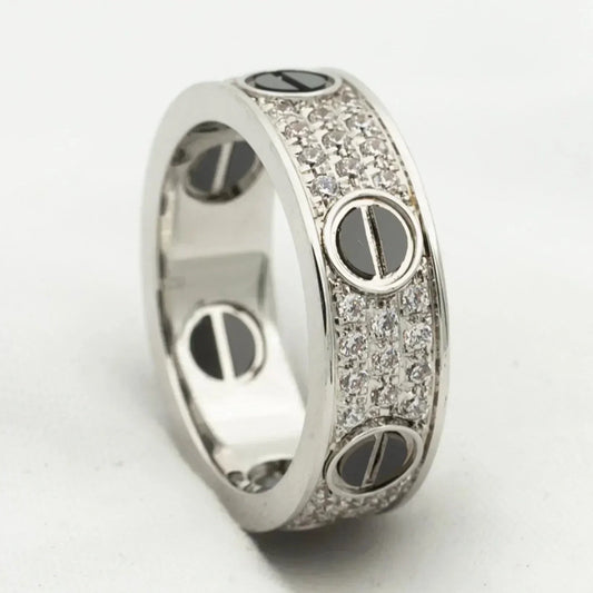 [Eterna Jewels]LOVE RING 5.5MM DIAMONDS PAVED CERAMIC