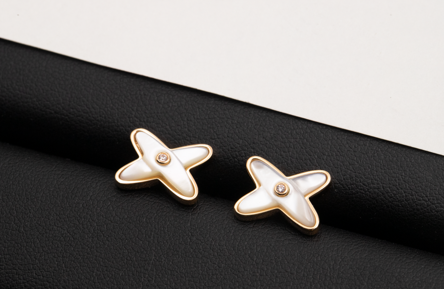 [Eterna Jewels]JEUX DE WHITE MOP ROSE GOLD DIAMOND EARRINGS