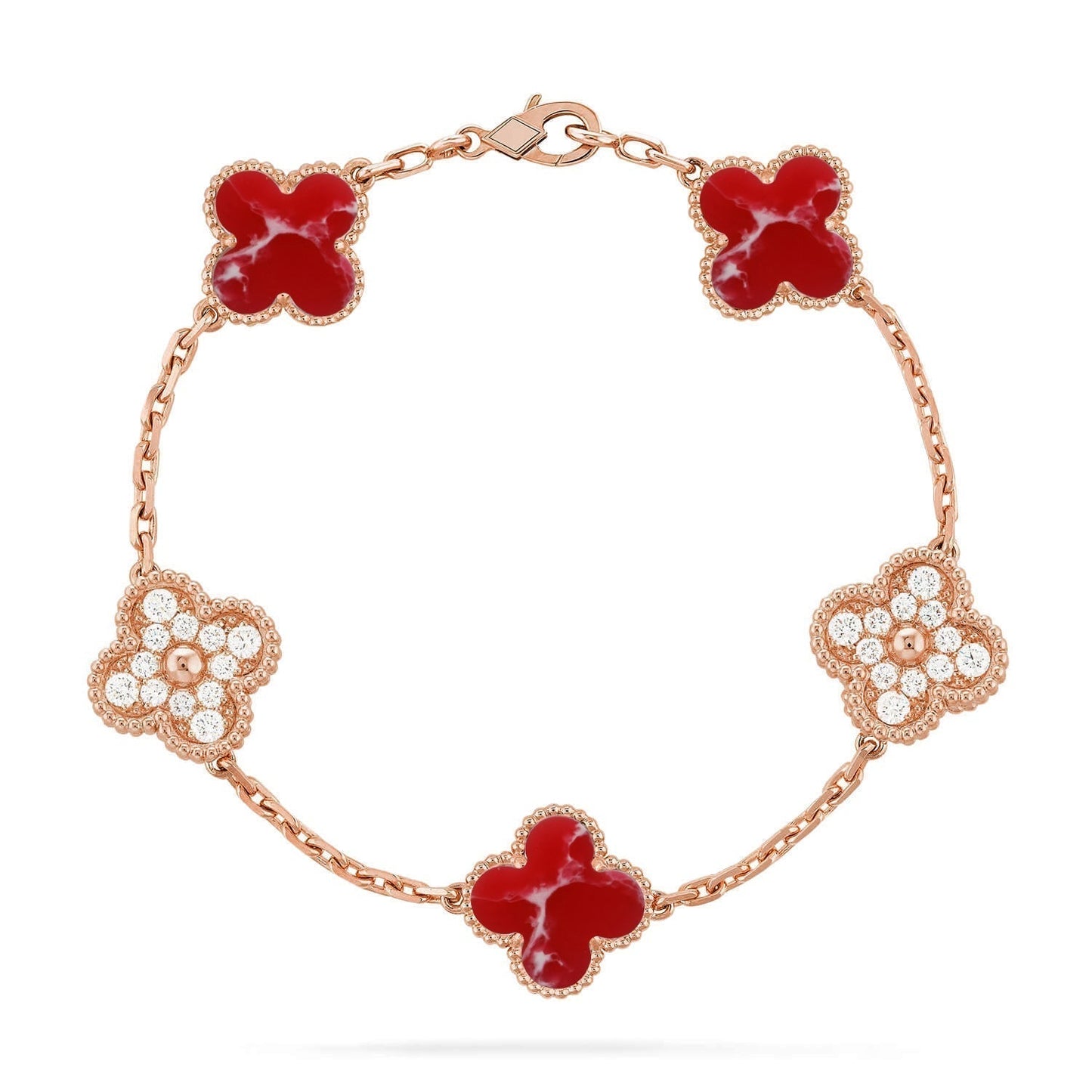 [Eterna Jewels]CLOVER 5 MOTIF RED PATTERN BRACELET COLLECTION