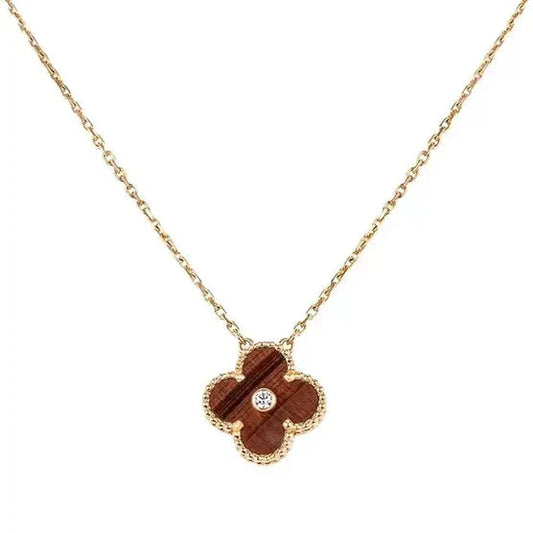[Eterna Jewels]CLOVER 15MM DIAMOND AND YELLOW TIGER'S EYE AGATE necklace