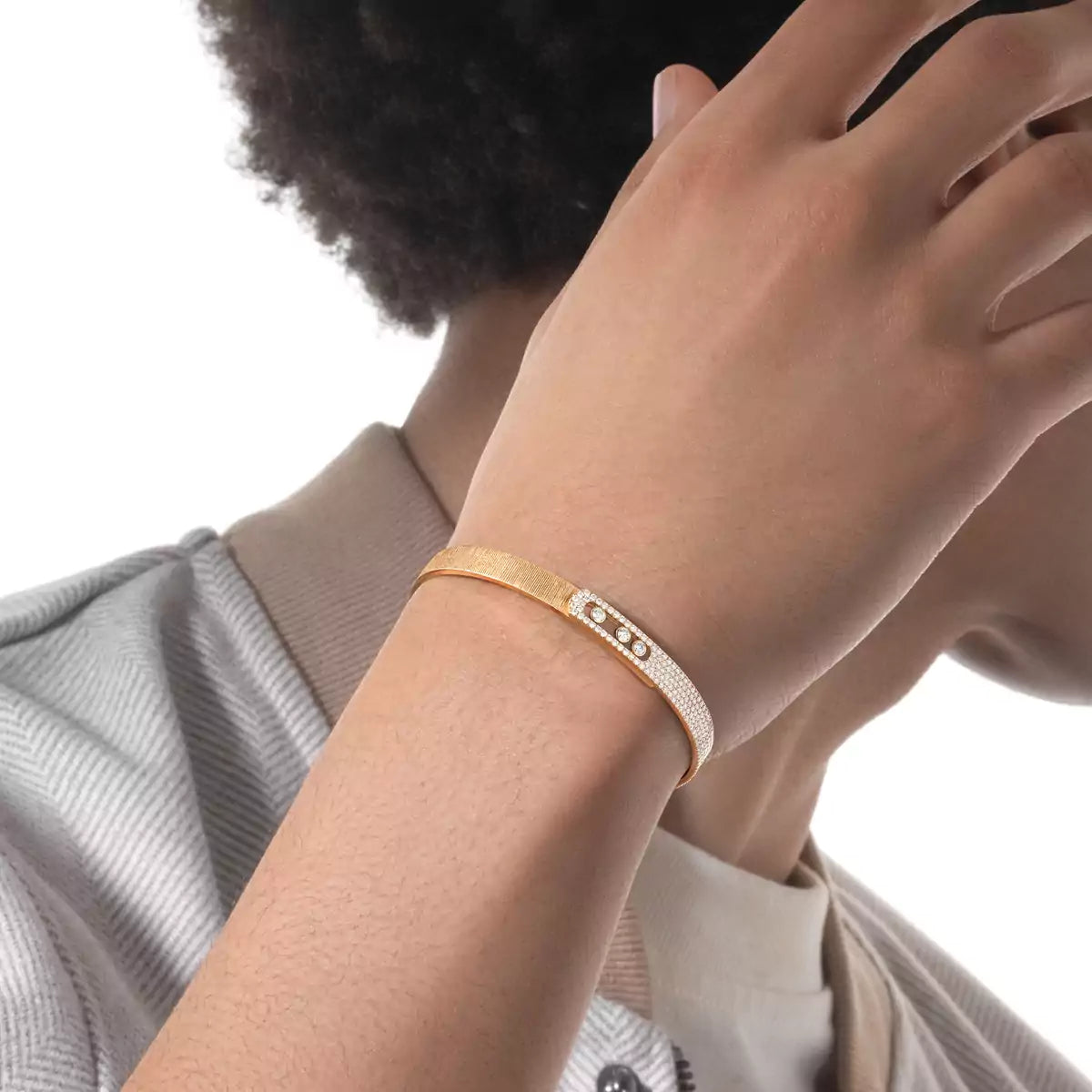 [Eterna Jewels]Move Noa Ciselé half pavé bangle