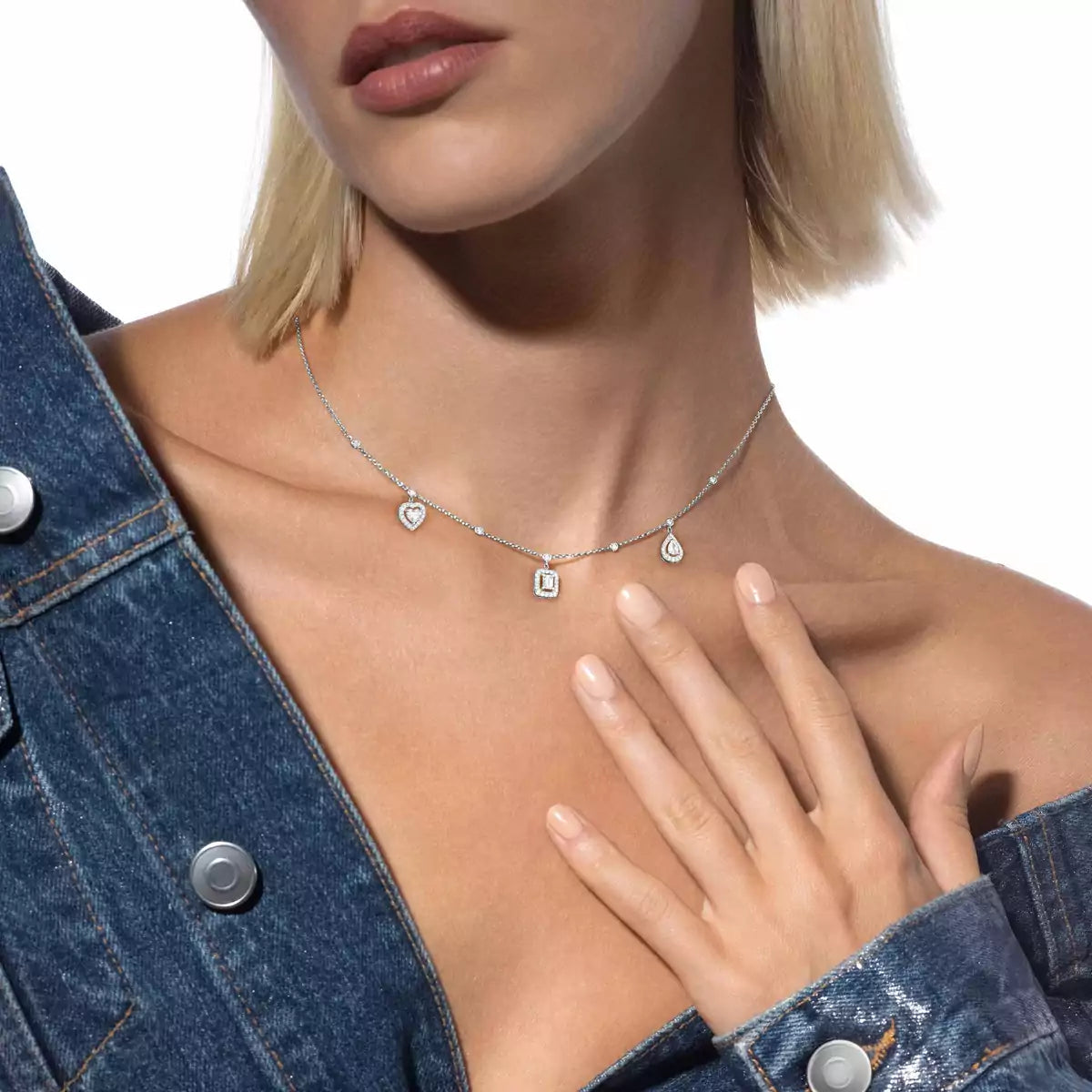 [Eterna Jewels]My Twin Diamond Necklace in Silver