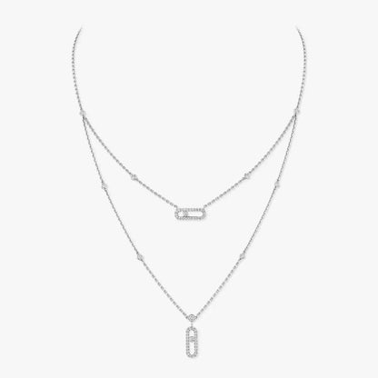 [Eterna Jewels]2 Rows Rose Gold Diamond Pave_ Necklace Move Uno
