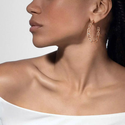 [[Eterna Jewels]Move Link Diamond Hoop Earrings
