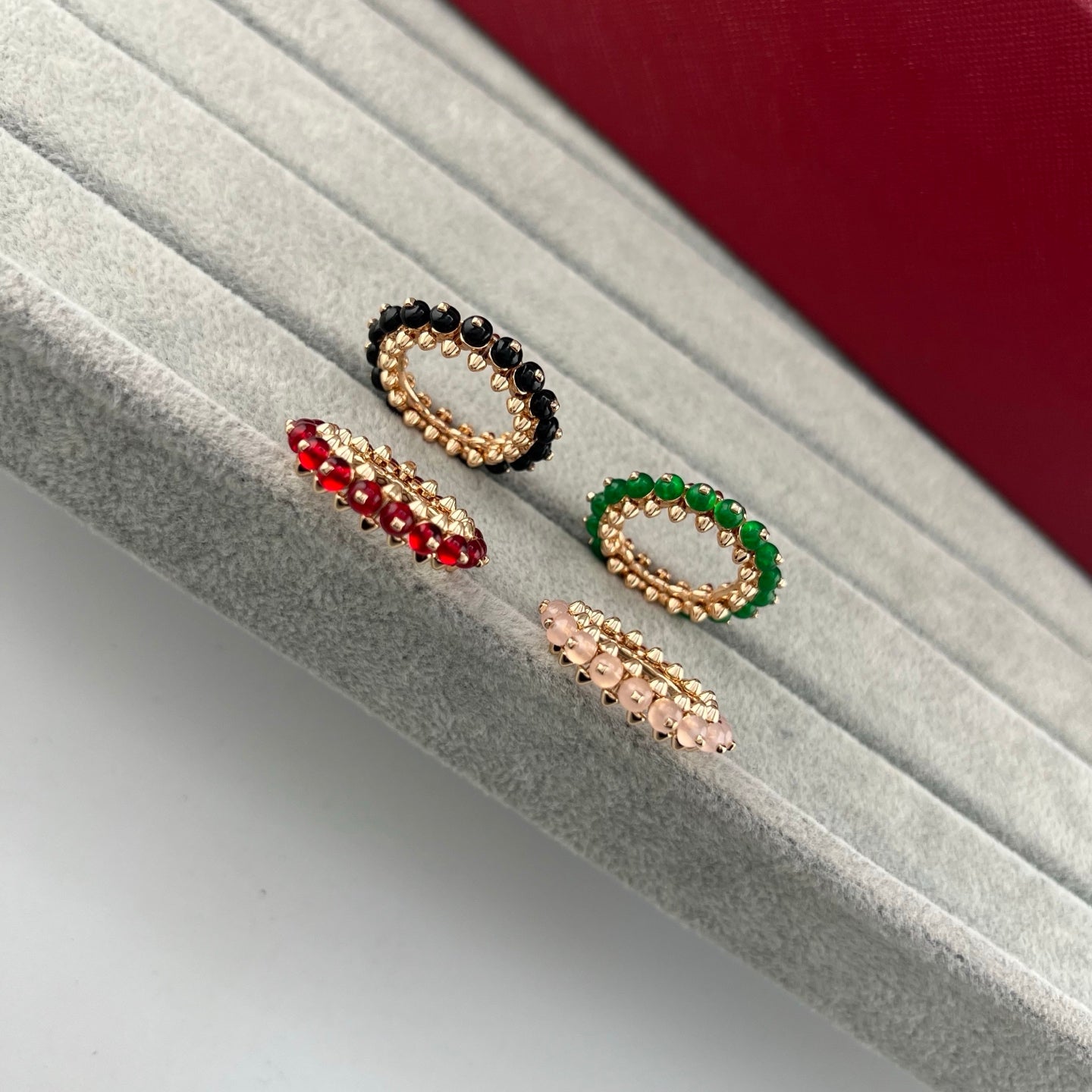 [Eterna Jewels]PYRAMID COLORED STONE STUD RING