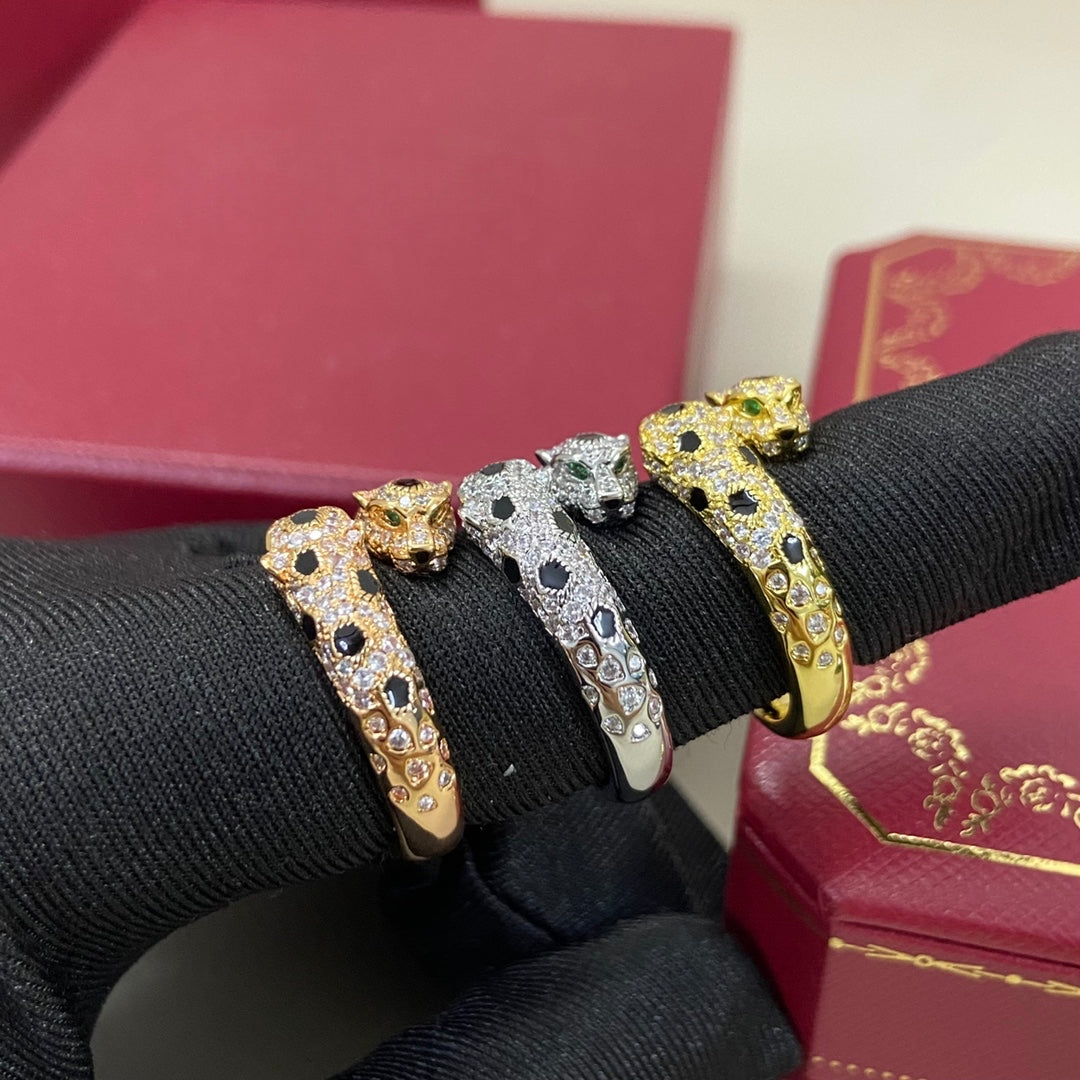 [Eterna Jewels]FULL DIAMOND DOUBLE LEOPARD HEAD RING