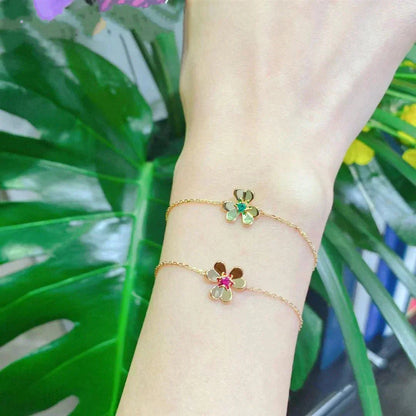 [Eterna Jewels]FRIVOLE GOLD FLOWER PINK MALACHITE BRACELET
