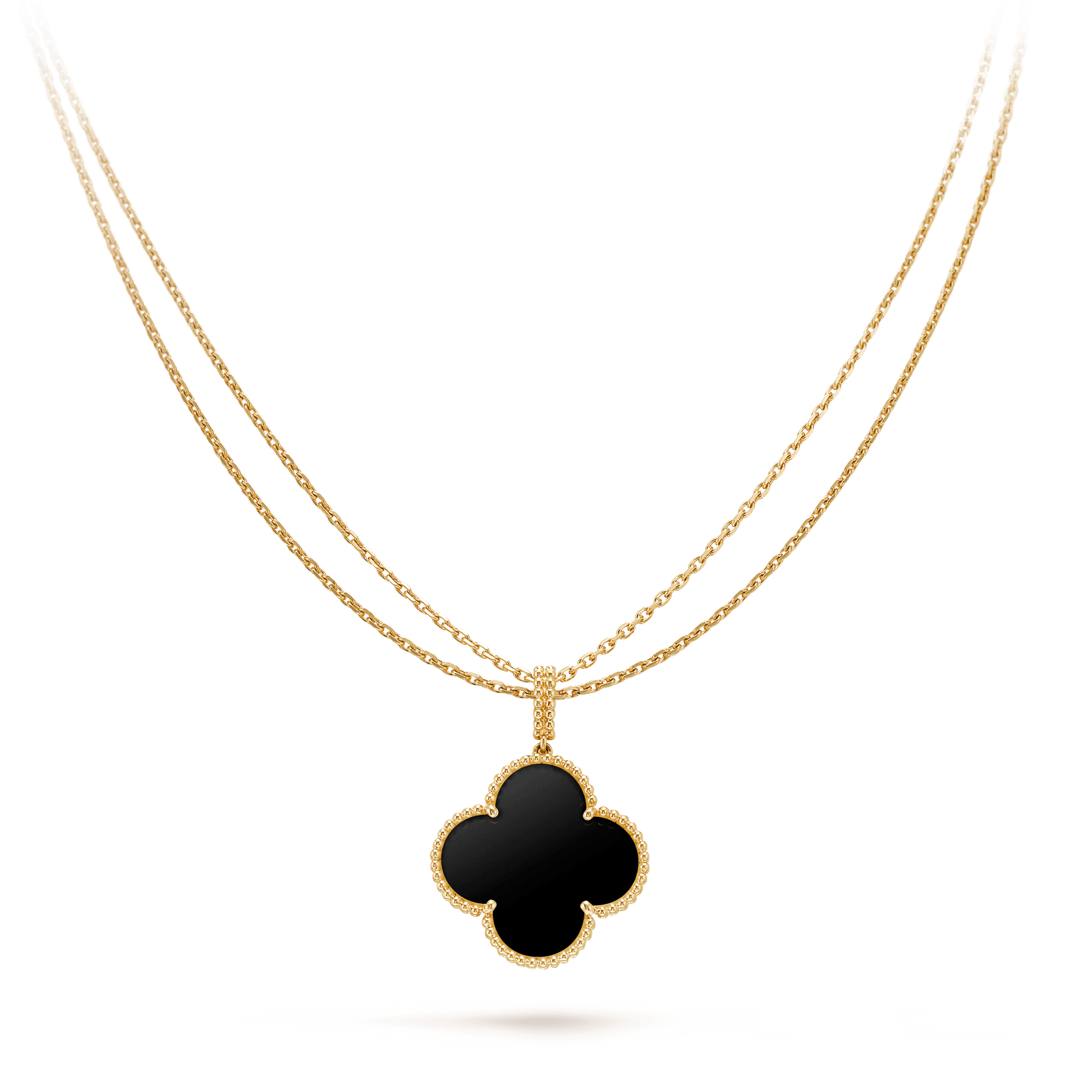 [Eterna Jewels]CLOVER 25MM GOLD ONYX BIG CLOVER NECKLACE