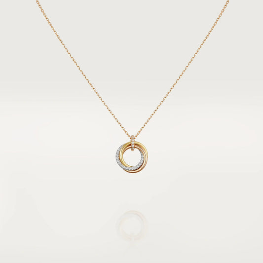 [Eterna Jewels]TRINITY NECKLACE SILVER GOLD PINK GOLD DIAMONDS